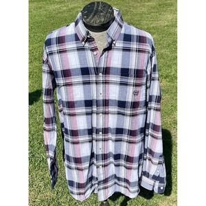 Cinch Shirt Mens XL Blue‎ Red Plaid Button Front Long Sleeve Casual Western